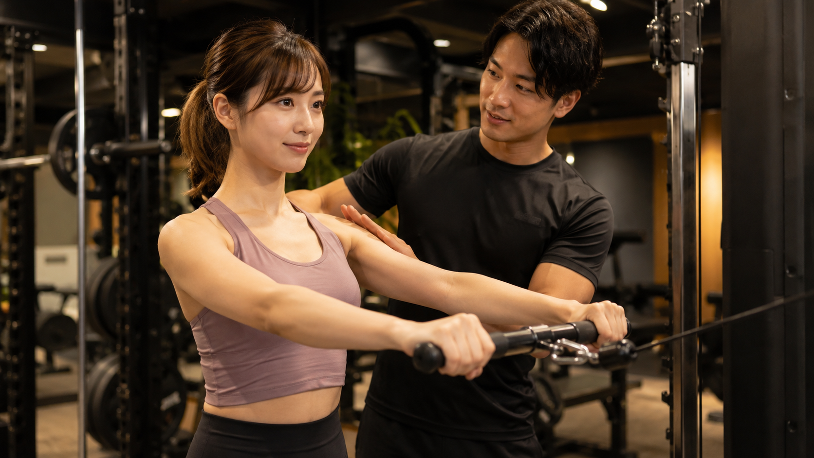 無料体験でトレーニングを体験する様子